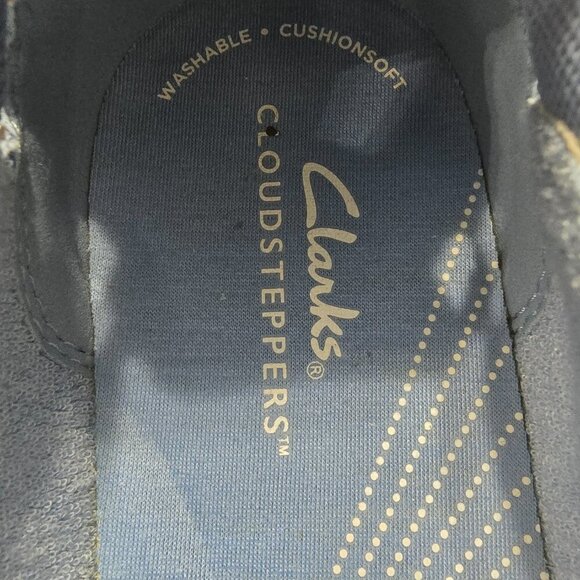 CLOUDSTEPPERS CLARKS BREEZE STEP II DENIM BLUE WHITE STRIPE WOMENS SIZE 6 EUC - Picture 6 of 8
